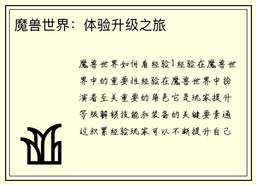 魔兽世界：体验升级之旅